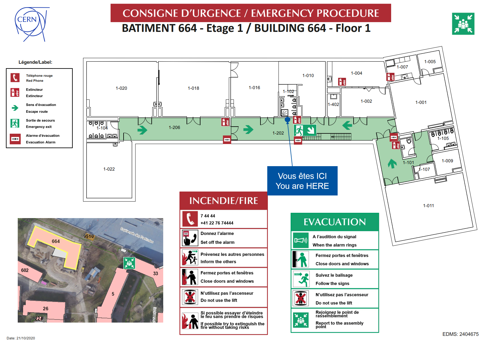 Plan d'évacuation B664 - 1er étage